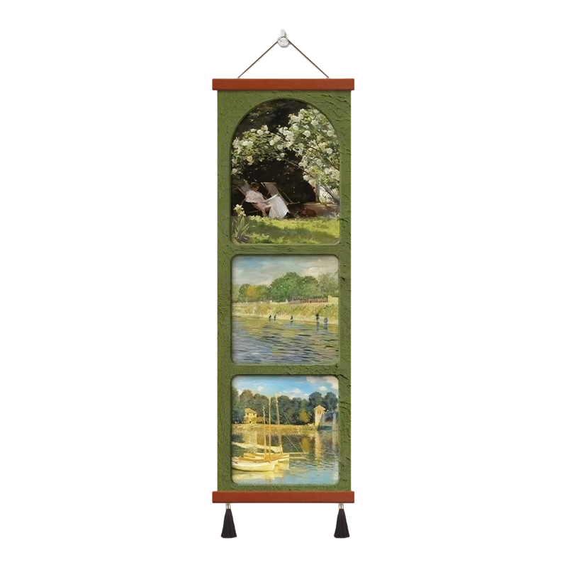 北欧风抽象风景装饰画客厅卧室挂画松木原色流苏现代简约壁画