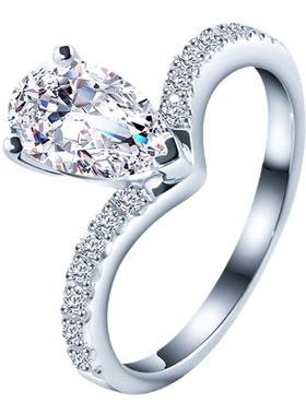 水滴戒指三爪pringxy女银镀金