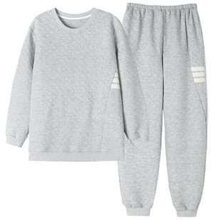 空气棉睡衣男士秋冬季加厚纯棉长袖春秋款夹层青年男款家居服套头