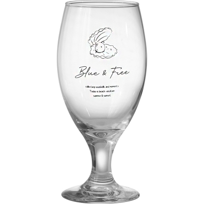 原创复古蓝海贝屿玻璃杯高脚杯子