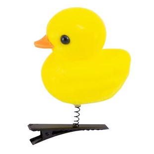 卖萌弹簧小黄鸭发夹网红发卡微商扫码小礼品立体爱心镭射风车发饰