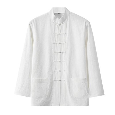 中式立领棉麻唐装上衣长袖居士服