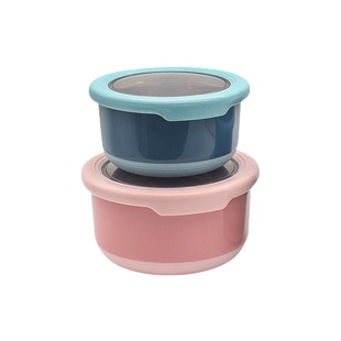 食品级保鲜碗带盖子不锈钢饭碗餐盒迷你圆形汤碗便当盒冰箱保鲜盒