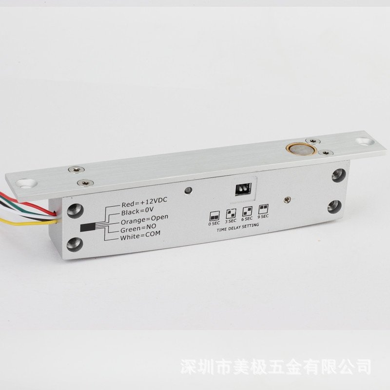 5线带反馈窄边电插锁低温延时12v常开无框玻璃门有框门明装暗装锁