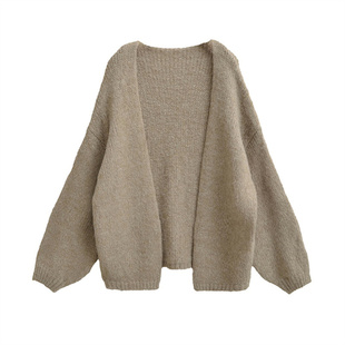 韩版松弛感慵懒宽松毛衣外套女秋冬加厚百搭外披柔软针织开衫上衣