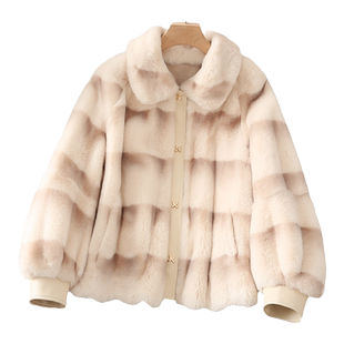 仿皮草兔毛毛绒短外套女2026年春秋加厚宽松丹麦水貂外套冬季大衣