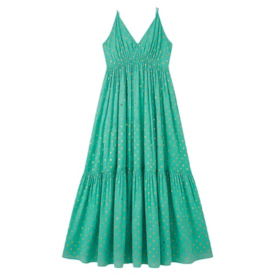 s豹纹无袖V领碎褶连衣裙