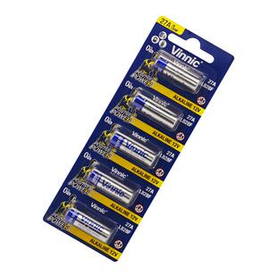 【5粒装】vinnic松柏12v27a防盗报警器摩托车遥控器a27门铃车库门小号电池碱性l828f卷帘门吊灯防盗报警器