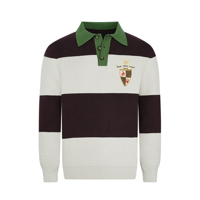 冬季长袖商务图案刺绣polo衫保暖