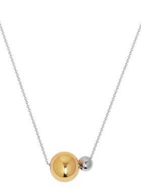 小众设计金银撞色珠子毛衣链项链