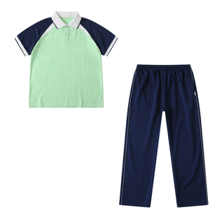 辽宁省鞍山市统一小学生校服夏季款运动服夏季男女童绿色短袖套装