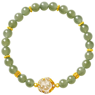 宫里上新和田玉手串女款天然玉石手链串珠新中式生日礼物送妈妈