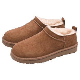 日本Angelcocoa雪地靴女款冬季羊皮毛一体短筒保暖加绒棉鞋牛反绒