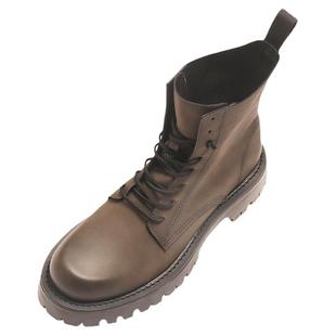 中帮马丁靴男款秋冬季加绒保暖棉鞋英伦风短靴子百搭真皮高帮鞋男