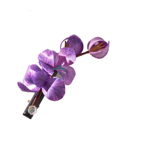 非遗绒花原创新中式发夹边夹黑檀木鸢尾花中国风古典汉服旗袍发饰