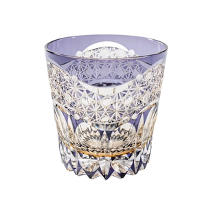 AURA'S紫曙光江户切子手工雕刻水晶玻璃杯日式高档威士忌酒杯
