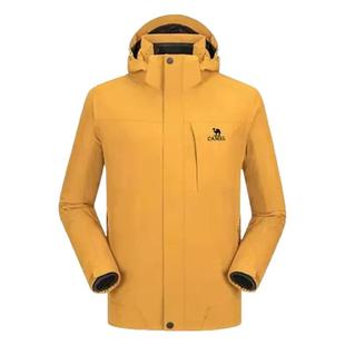 骆驼户外谷子黄色冲锋衣女款三合一防水防风登山服三防夹克外套男