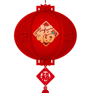 国潮经典贴金款大红灯笼一对装马年氛围装饰福字挂件新年吊顶挂件