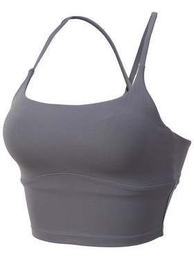 瑜伽服女灰色运动背心细肩带吊带