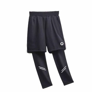 儿童速干运动裤2026春夏新款童装假两件裤子中大童长裤健身训练裤