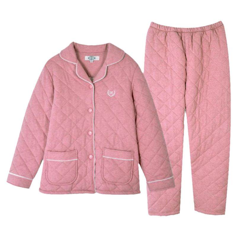 美标新款三层加厚夹棉睡衣冬季情侣纯棉男女可外穿保暖家居服套装