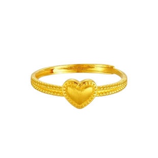 老凤祥黄金爱心戒指女足金活口指环纯金可调节手饰生日礼物送女友