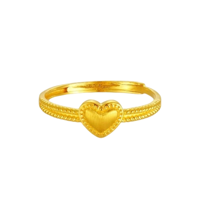 老凤祥黄金爱心戒指可调节指环