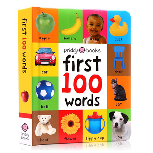 启蒙认知100词系列 英文原版绘本First 100 Words 幼儿童早教启蒙认知纸板书 初级入门100个单词汇图解英语读物Roger Priddy