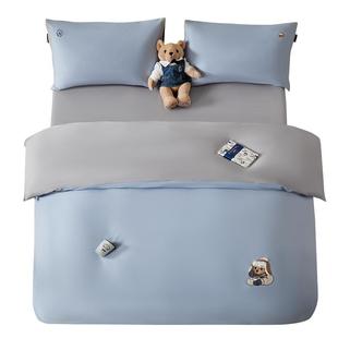 TeenieWeenie蓝色小熊刺绣四件套纯棉全棉2025新款床单被套三件套