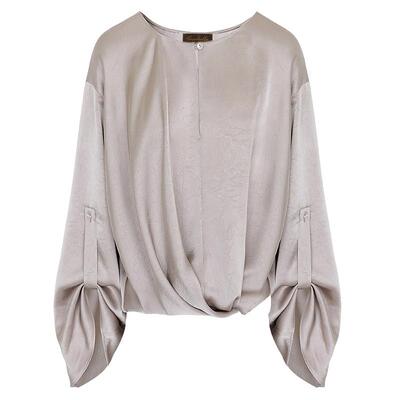 设计感仿醋酸通勤缎面衬衫