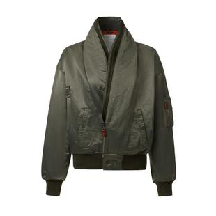 R13 早春系列 美式经典飞行夹克简约复古宽松拉链领短外套女
