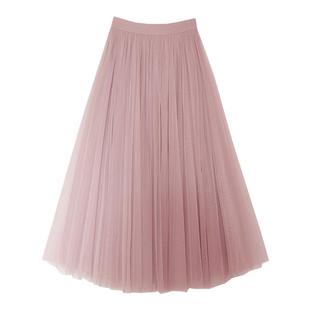 巨好看2025秋冬季新款纱裙半身裙高腰蓬蓬女百褶裙半身长裙子半裙