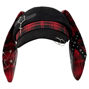 1Gangster Inn原创朋克贝雷帽女亚文化帽子兔耳可拆卸显脸小头饰