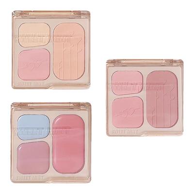 sweet mint三色腮红盘膨胀色收缩色腮蓝腮红膏修容提亮面中懒人盘