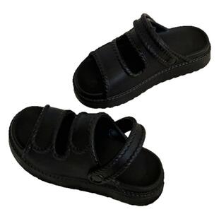 夏季女士简约风纯色麻花边凉拖鞋软厚底防臭时尚海边沙滩个性拖鞋