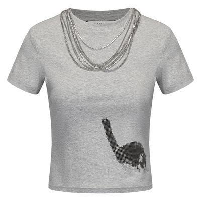 MARKGONG紧身小猫印花短袖T恤