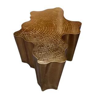 现代轻奢不锈钢异形茶几设计师高端别墅客厅艺术创意蚀刻树墩茶桌