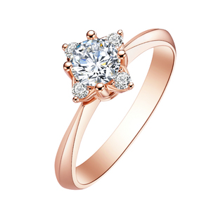 我爱钻石网宠爱钻戒女天然真钻18K金30分50分求婚钻石戒指显钻款