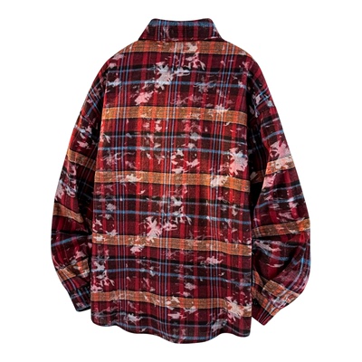 PLAYHEITY男女格子扎染长袖衬衫