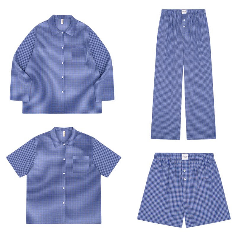 FORRETRO春夏新款经典蓝睡衣/家居服套装