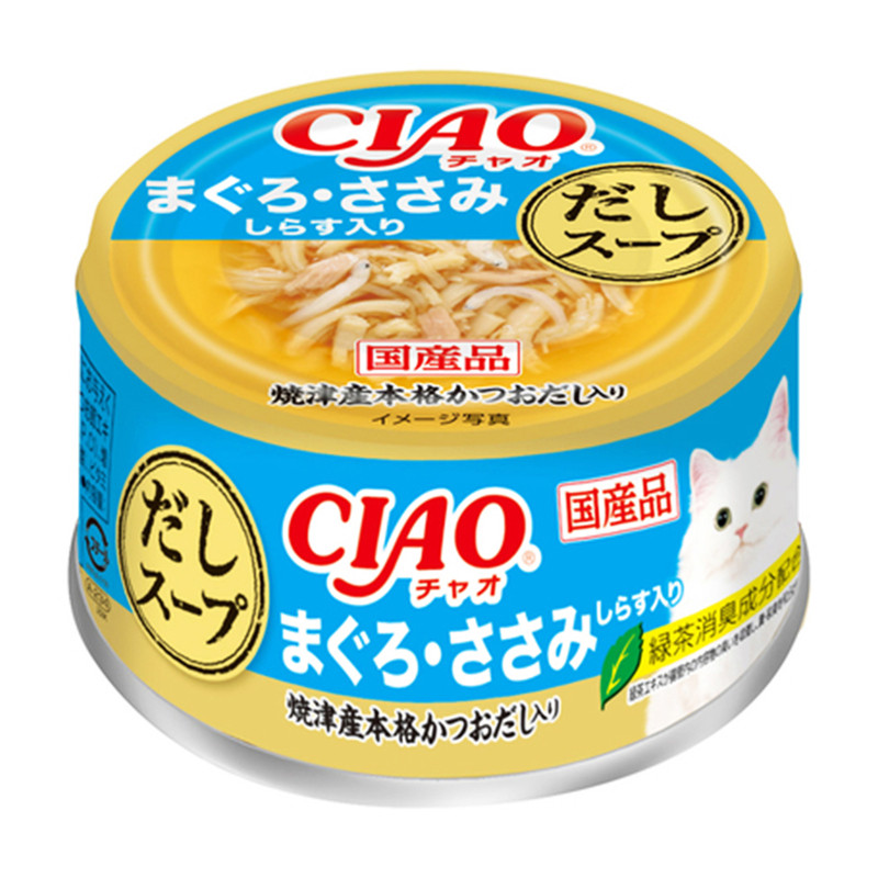 日本进口CIAO伊纳宝猫咪罐头鸡肉金枪鱼鲣鱼湿粮补水辅食餐包75g