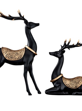 客厅装饰摆件梅花鹿一对酒柜饰品