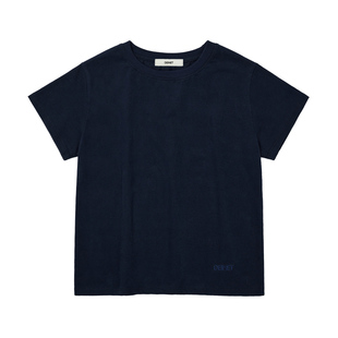 Deinet韩国小众品牌女装氛围设计感正肩简约时尚百搭短袖T恤衫