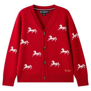 【新年款】eland kids衣恋童装男童针织开衫26年春新含绵羊毛毛衣