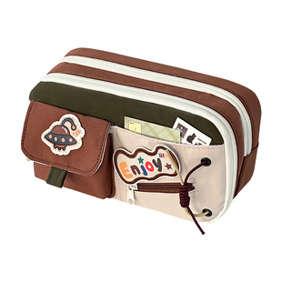 三年二班 复古笔袋高颜值ins风女生2026新款文具袋大容量小学生专用文具盒男生款初中生铅笔盒小众不撞款