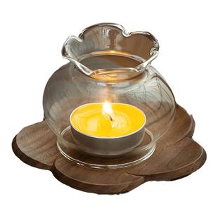 中式复古禅意蜡烛台防风玻璃灯罩家用香薰烛光灯茶室装饰摆件氛围