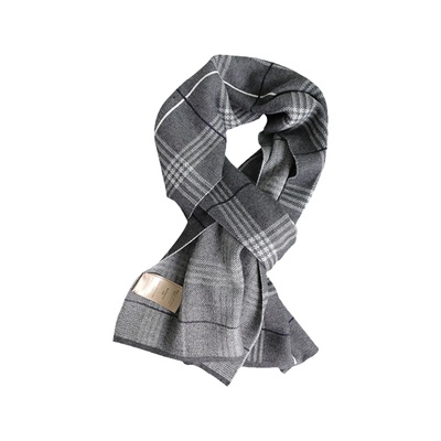 车厘子红经典格纹羊毛针织围脖