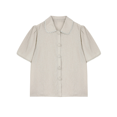 JeJuna炸鸡欧尼亚麻青豆绿衬衫