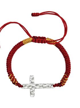 国风手工编织足银十字架手链