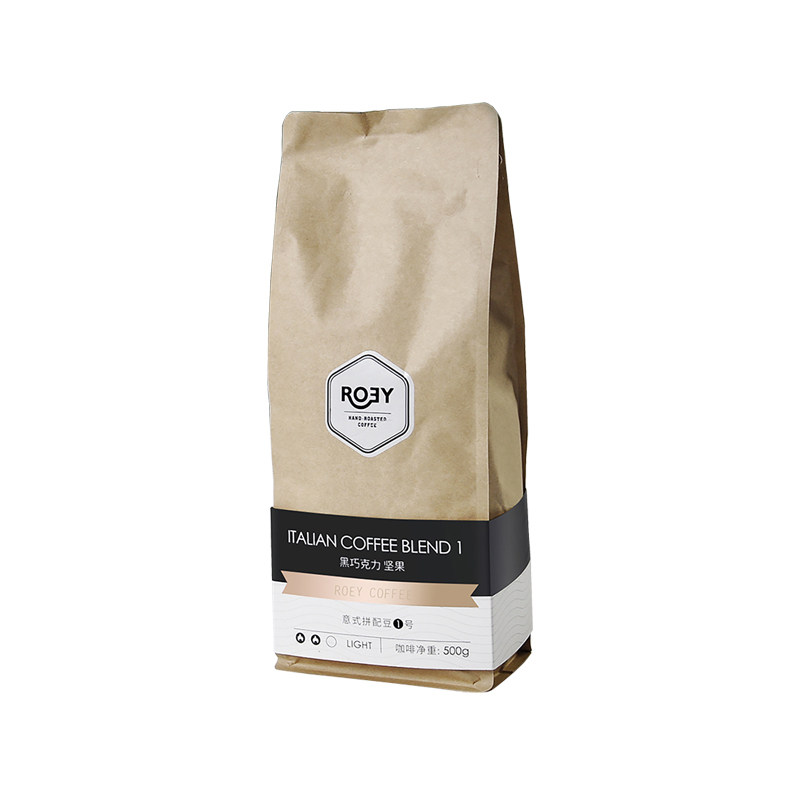 ROEY 意式黑巧坚果咖啡豆拼配多油脂商用新鲜烘焙深烘可现磨 1KG